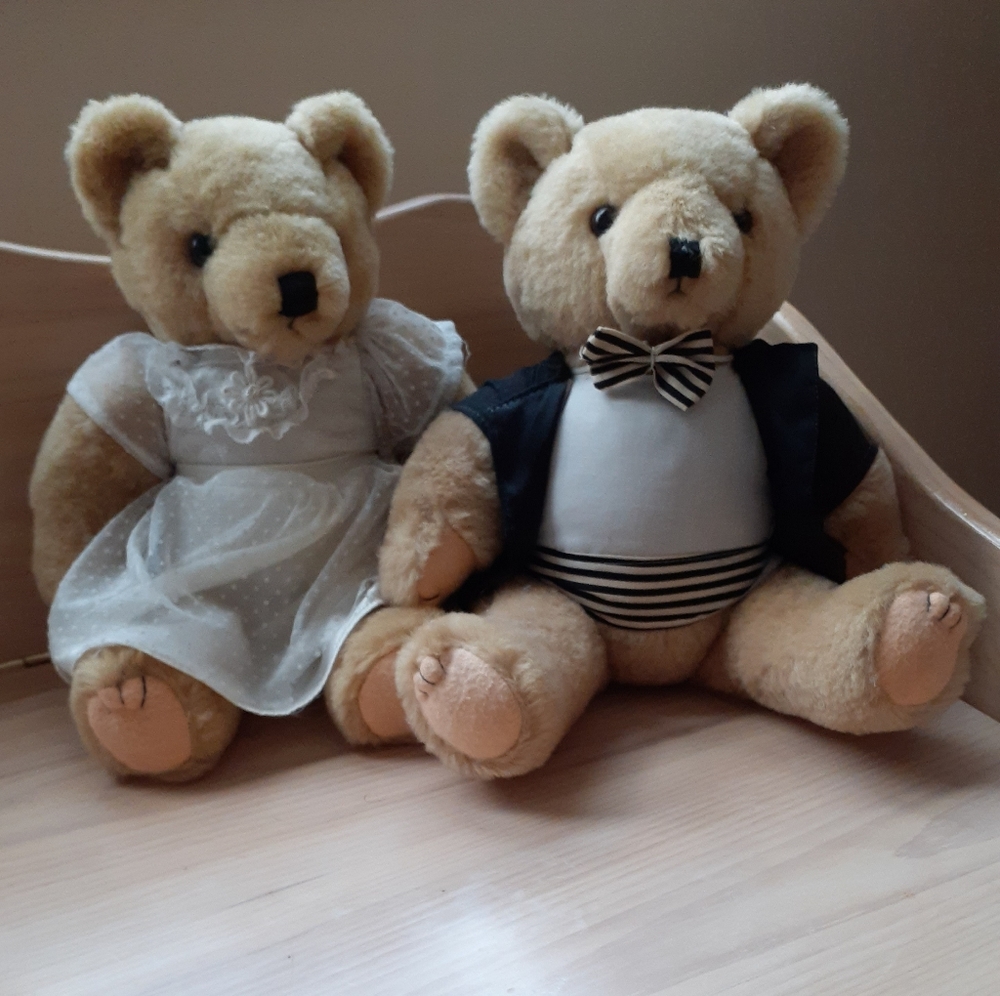 Set Of Vintage Wedding Bears
